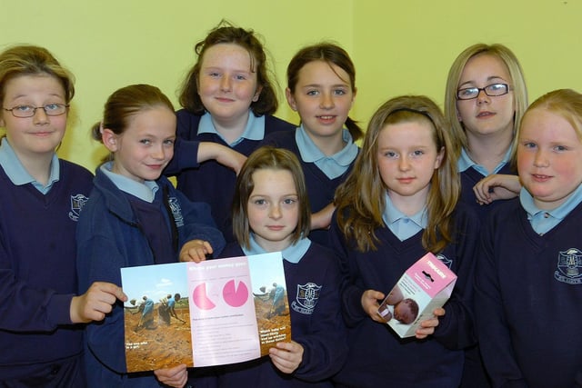 Pupils from St Mary's Primary School in Stewartstown promote Trocaire at the school Easter Bonnet competition in 2007.