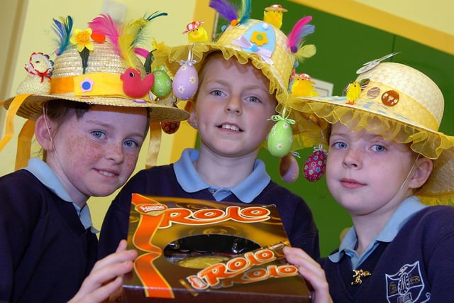 Laura, Chloe and Cara joined in the fun of the Easter bonnet competition at St Mary's Primary School in Stewartstown in 2007.