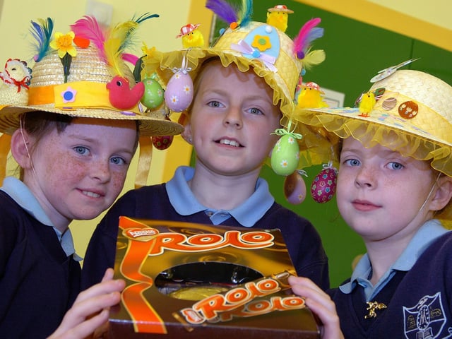 Laura, Chloe and Cara joined in the fun of the Easter bonnet competition at St Mary's Primary School in Stewartstown in 2007.