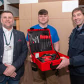 Peter Lynch, Plumbing Lecturer at Northern Regional College, Morgan Feeney, Northern Regional College SkillBuild Competitor 2022 and Richard Robinson, Group Sales Director at Beggs & Partners.