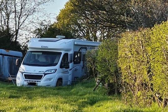 The stolen motorhome was located in a laneway. Picture: PSNI