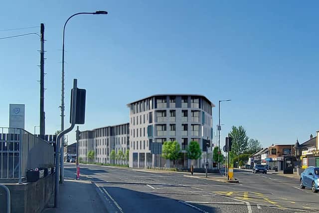 An artist's impression of the new apartments and retail unit in the centre of Glengormley.