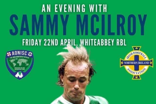 Sammy McIlroy will be sharing his memories at the event in Whiteabbey.