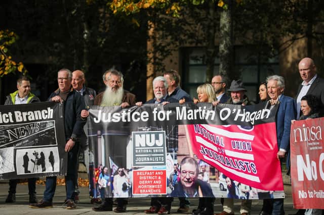 The vigil held in September 2021 to remember Martin O'Hagan 20 years after he was shot dead. He was the only journalist killed during the Troubles. Picture Matt Mackey / Press Eye.