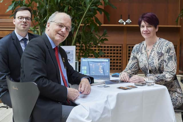 Conor Martin, Tourism Ireland; Tom Christiansen, Expert Reiser Norway; and Judy Hutton, Game of Thrones Studio Tour, at Tourism Ireland's Nordic trade workshop, in Copenhagen. Pic by Josefine Amalie