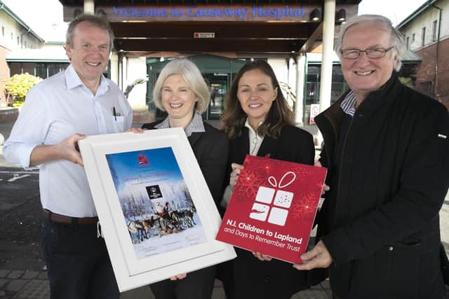 Pictured are (L-R) Northern Ireland Children to Lapland and Days to Remember Trust (NICLT) Trustee Dr Mark Rollins from Causeway Hospital; Nikki Picken, Sales and Marketing Manager, The Bushmills Inn; NICLT North Coast Committee Member Charlene Dickey; and NICLT Chairman Colin Barkley.