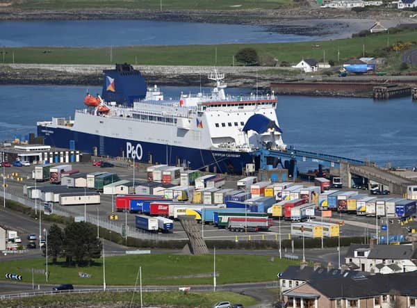 The European Causeway docked at Larne.  Picture by Stephen Hamilton / PressEye
