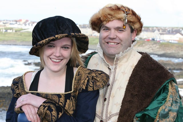 HOLDING COURT...Festival King and Queen, Darren Bowyer and Carolyn Morrow pictured during the Red Sails Festival fancy dress parade in Portstewart. CR31-215PL