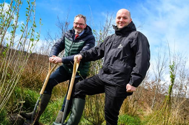 Mayor William McCaughey with Paul Armstrong from the Woodland Trust.