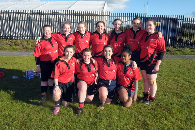 In 2016 girls from Ballyclare and Carrick rugby clubs combined to make a team which they called, Ballyfergus. INCT 18-204-AM