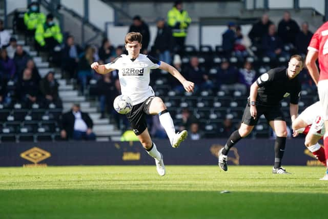 Portadown man Darren Robinson (17) makes his debut with Derby County  against  Bristol City last Saturday April 23, 2022.