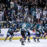 Belfast Giants’ JJ Piccinich following his penalty to defeat Coventry Blaze