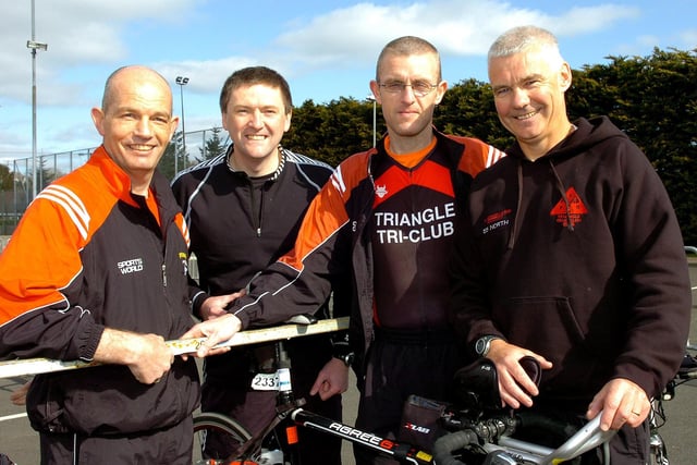 Eamon O'Neill, Chris McSwigan, Douglas Finley and Kevin Murphy who competed in the Mid-Ulster Duathlon in 2010.