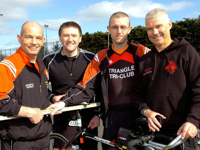 Eamon O'Neill, Chris McSwigan, Douglas Finley and Kevin Murphy who competed in the Mid-Ulster Duathlon in 2010.