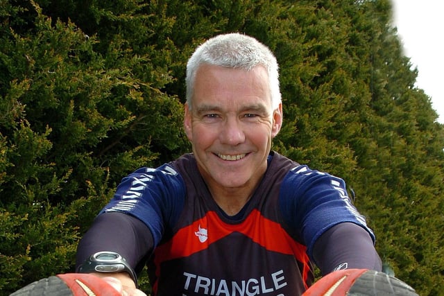 Kevin Murphy limbers up for the Mid-Ulster Duathlon.