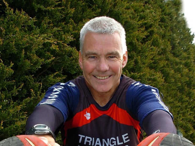 Kevin Murphy limbers up for the Mid-Ulster Duathlon.