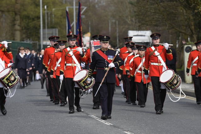 The Churchill Flute Band pictured during the annual North West District Girls Brigade annual parade to Clooney Hall Methodist Church on Sunday. INLS1516-144KM