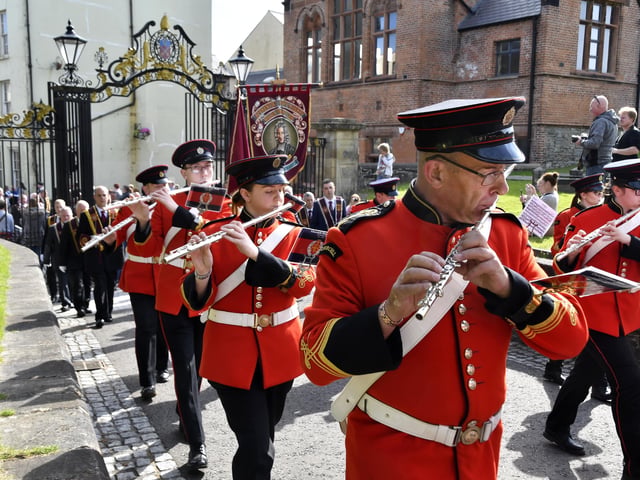 Members of the Churchill Flute Band pictured on parade. INLS3318-123KM