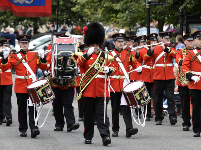 The Churchill Flute Band on parade in Raphoe. INLS3516-107KM