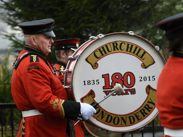 The bass drummer with the Churchill Flute Band pictured on Saturday. INLS4915-126KM