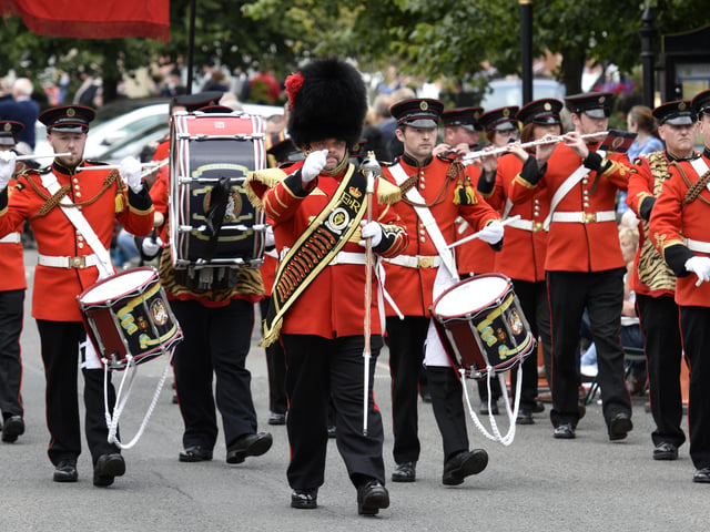The Churchill Flute Band on parade in Raphoe.