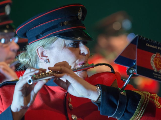No Fee For Reproduction.
Janice Channing from teh Churchill Flute Band pictured during their sell out performance as part of the 2016 Walled City Tattoo in the Millennium Forum, Derry-Londonderry. The Tattoo had more than 300 performers on stage during a two hour performance and the audience were treated to singing, dancing, traditional pipes and drums, concert bands, Britainsâ€TM Got Talent finalists Old Men Grooving and Stickstoff a 10 piece drumming sensation brought over from Basel, Switzerland. Picture Martin McKeown. Inpresspics.com. 07.05.16