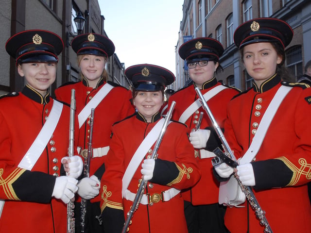 Churchill Flute Band members Rachel McIlwaine, Emma Channing, Ruth McElwee, Cameron Guy and Stephanie Crawford were pictured on Saturday. INLS4912-124KM