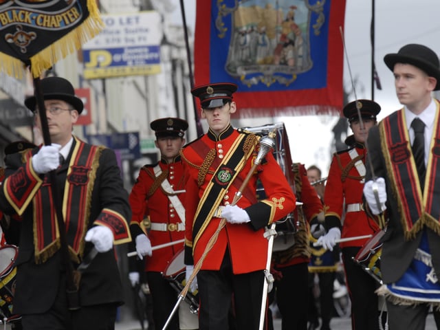 The drum major with the Churchill Flute Band pictured during the annual Royal Black Preceptory parade on Saturday. INLS3512-152KM