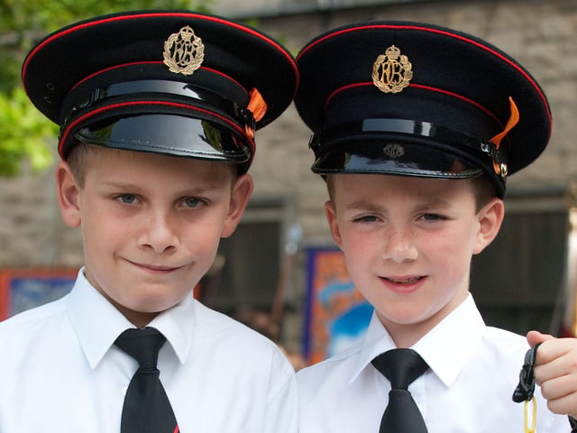 Young triangle players Rob Crawford and Luke McGregor marched in their first 'Twelfth' parade with the Churchill Flute Band on Friday. INLS2913-144KM