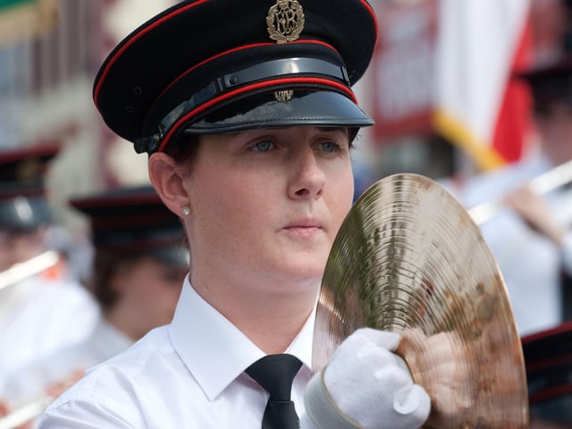 A cymbalist with the Churchill Flute Band. INLS2913-166KM