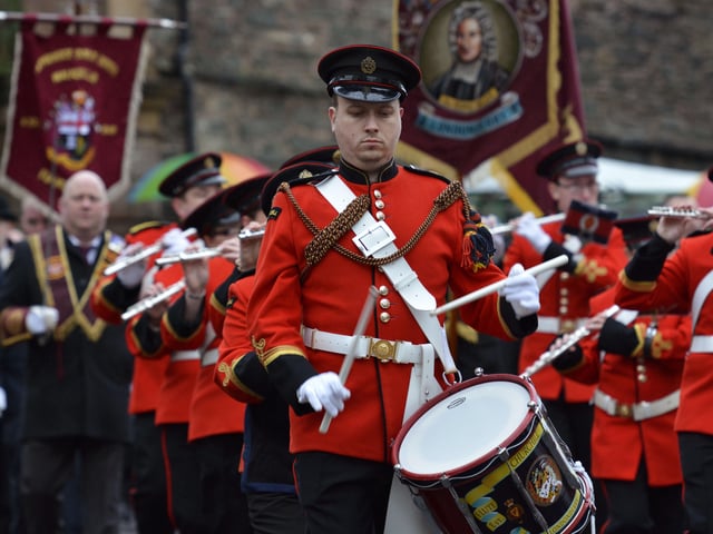 A side drummer with the Churchill Flute Band pictured marching on Saturday. INLS4914-177KM
