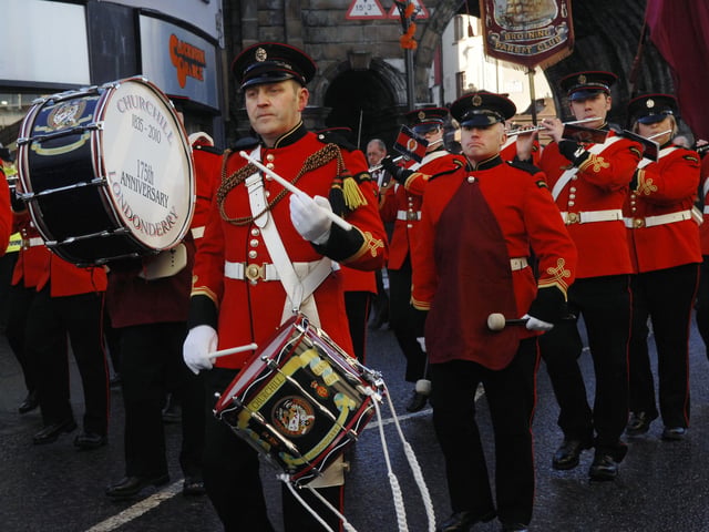 The Churchill Flute Band taking part in the parade on Saturday. INLS4910-142KM