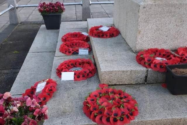 Wreaths at the Moy war memorial were scattered and some destroyed in the latest attack.
