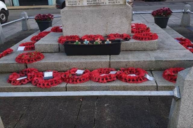 Wreaths at the Moy war memorial were scattered and some destroyed in the latest attack.