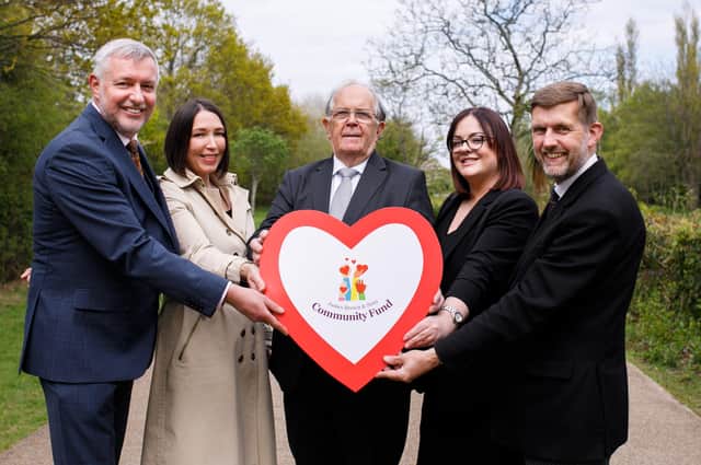 James Brown MBE is joined by Julian Hodgkinson, Regional Development Director; Beverley Brown, Marketing Manager; Emma Moore, Branch Development Manager and Andrew Neale, Branch Manager; at the launch of James Brown & Sons £20,000 Community Fund