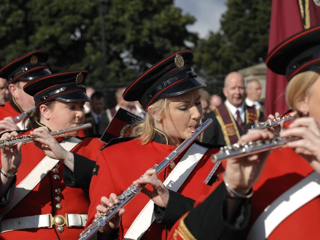 Flautists with the Churchill Flute Band pictured on Saturday. INLS3214-169KM