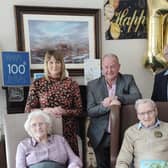 Mr Frankie Fox on his 100th birthday receiving the Temple Motorcycle & Athletic Club Centenary