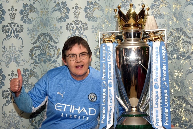 Lifelong Manchester City fan, Frances McKeever. INPT18-218.
