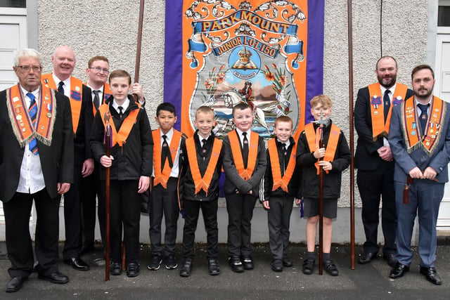 Members of Parkmount Junior LOL pictured before their trip to Bangor on Saturday morning. INPT19-225.