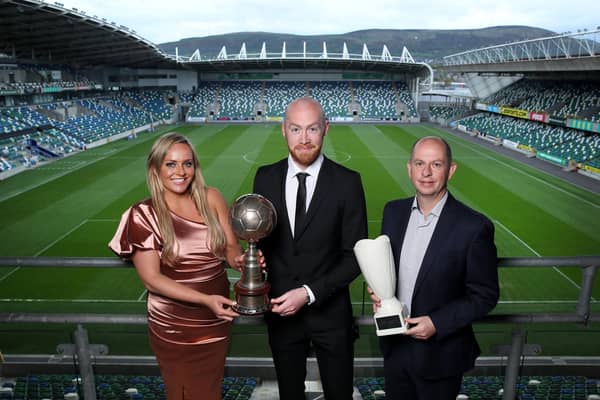 Chris Shields receives the Danske Bank Footballer of the Year award