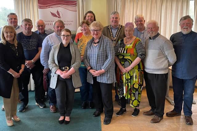 The trainees who completed a National Open College Network Level 2 qualification in Storytelling pictured at their showcase event in Ballycastle Golf Club with the Mayor of Causeway Coast and Glens Borough Council, Councillor Richard Holmes