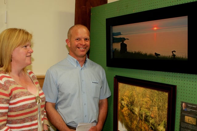 Glenda Rodgers and Gary Jackson pictured at the Dunluce Parish Church art Exhibition in the Parish hall in Bushmills. Pic Kevin McAuley