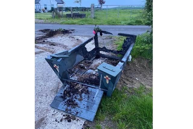 A tribute to the Falklands War dead which has been placed at the War Memorial in Stewartstown, County Tyrone has been destroyed.