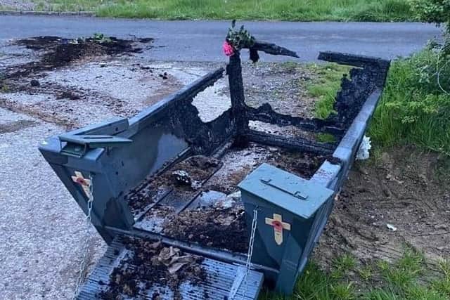 A tribute to the Falklands War dead which has been placed at the War Memorial in Stewartstown, County Tyrone has been destroyed.