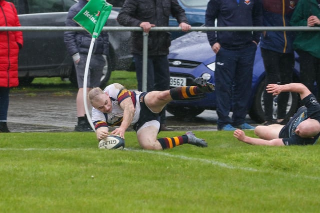 Conor Field seals the win for Bann as he touches down for the third try