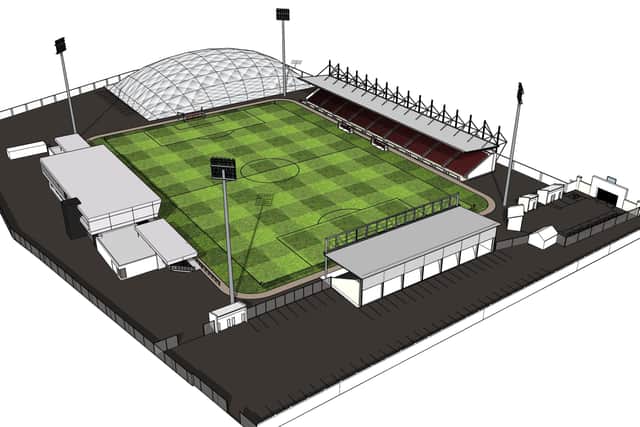 Images have been released of ground redevelopments at Shamrock Park proposed by Portadown Football Club. Image courtesy of www.portadownfc.co.uk.