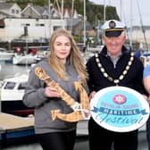 Shauna Mcfall, Naturally North Coast and Glens, Brian Mc Lister, President of Ballycastle Chamber of Commerce, Emer Mullin, Thyme & Co, Ballycastle.pictured at the Launch of the Rathlin Island Maritime festival. PICTURE STEVEN MCAULEY/MCAULEY MULTIMEDIA
