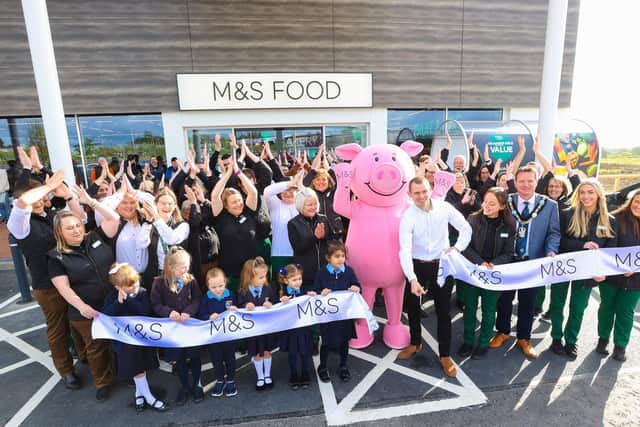 Alongside Lord Mayor of Armagh, Banbridge and Craigavon Borough Council, Alderman Glenn Barr are children from Abercorn Primary School who declared the store open during an exciting ceremony where the ribbon was cut by store manager, Evan Mackey and arguably the biggest M&S icon of them all, the one and only Percy Pig (shhh don’t tell Colin!)