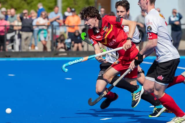 Banbridge edge out Annadale 0-1 in the Millar McCall Wylie sponsored Kirk Cup semi-final at Lisnagarvey Hockey Club. Banbridge's Charlie Row in action during the match. Pictures: Paul Harvey
