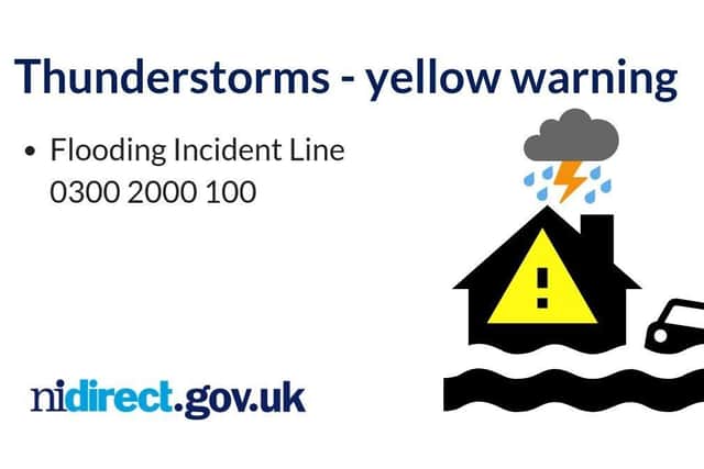 Yellow warning for thunder storms issued by NI Direct.